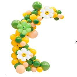 Arco de globos orgánico verde con flores 82pcs