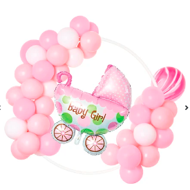 Arco organico de globos de latex Baby Girl rosa 55pcs