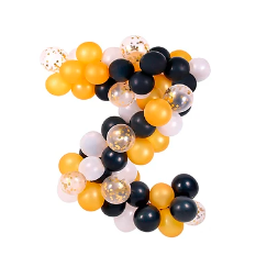 Árco orgánico de globos dorado y negro 98pcs