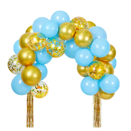 Arco orgánico de globos latex azul y dorado 34pcs