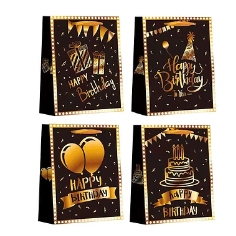 Bolsa de regalo happy birthday dorado y negro