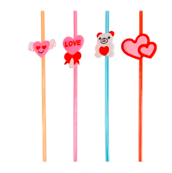 Bombillas plasticas de corazon 4pcs