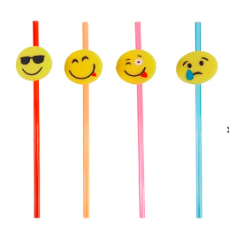 Bombillas plasticas de emojis 4pcs