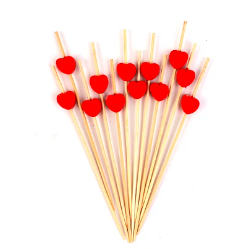 Brochetas de bambú con figura de corazón 12pcs