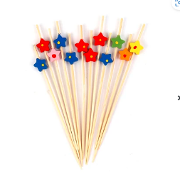 Brochetas de bambú con figura de estrella 12pcs