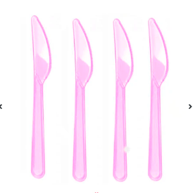 Cuchillos plasticos rosa 12un 17cm