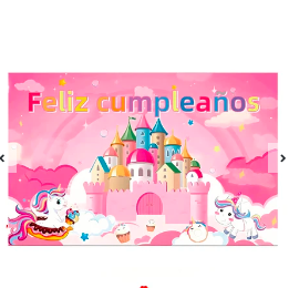 Fondo de Castillo y unicornio feliz cumpleaños