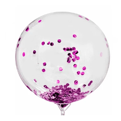 Globo burbuja confeti redondo morado 45cm