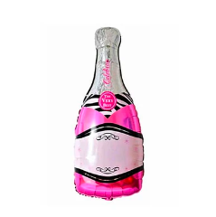 Globo metalico botella champagne rosada