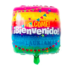 Globo metalico cuadrado bienvenido