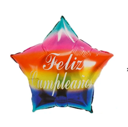 Globo metálico feliz cumpleaños estrella multicolor 