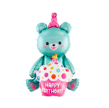 Globo metálico oso feliz cumpleaños azul 