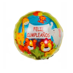 Globo redondo feliz cumpleaños animales