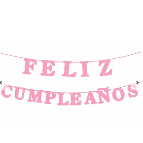 Guirnalda feliz cumpleaños rosado 15pcs