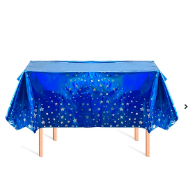 Mantel azul tornasol con estrellas