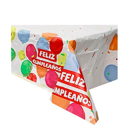 Mantel de papel feliz cumpleaños con globos