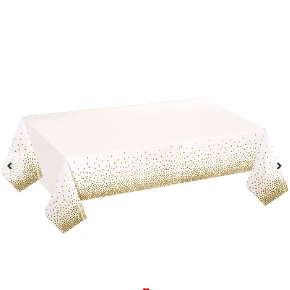 Mantel plastico blanco con puntos oro