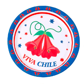 Plato de carton Copihue Viva Chile 6pcs