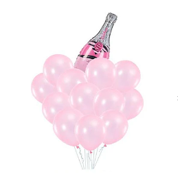 Set de globos botella de vino rosa 13pcs