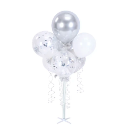 Set de globos con pedestal 7pcs plateado