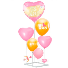 Set de globos corazón rosa con base 6pcs