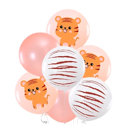 Set de globos de látex estampado tigre 7pcs