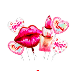 Set de globos metalicos labios y labial 6pcs