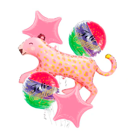 Set de globos metalizado leopardo rosa 5pcs