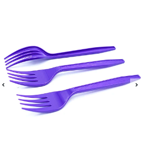 Tenedor plástico morado 12pcs