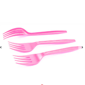 Tenedor plastico rosa 12pcs