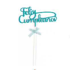 Topper feliz cumpleaños azul