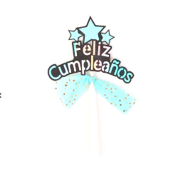 Topper feliz cumpleaños azul