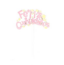 Topper feliz cumpleaños rosa