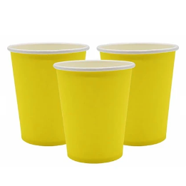 Vasos de carton amarillo