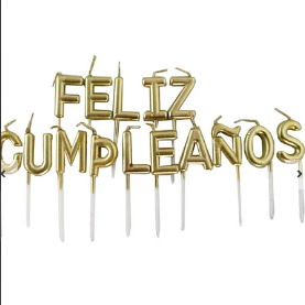 Vela feliz cumpleanos dorada