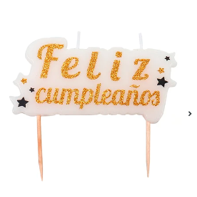 Vela feliz cumpleaños dorada