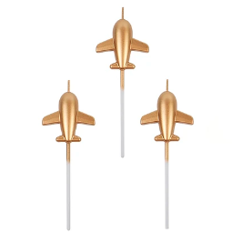 Velas de avion dorada 3pcs