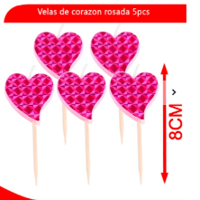 Velas de corazon rosada 5pcs