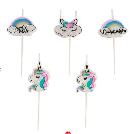 Velas de unicornio 5pcs