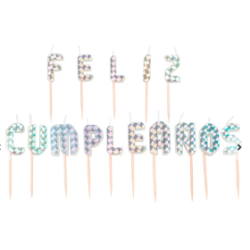 Velas plateada Feliz Cumpleaños