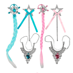 Accesorios Frozen 3pcs trenza, collar y varita color aleatorio