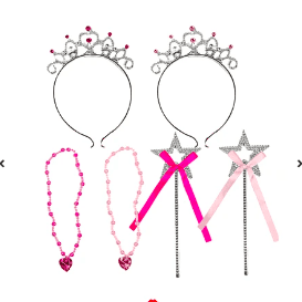 Accesorios princesa 3pcs cintillo corona collar y varita color aleatorio
