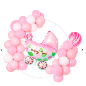 Arco organico de globos de latex Baby Girl rosa 55pcs