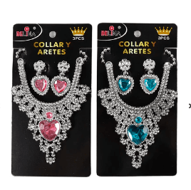 Collar y aretes princesa color aleatorio