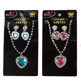 Collar y aretes princesa color aleatorio 