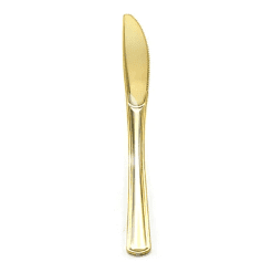 Cuchillo de plástico color dorado 6pcs