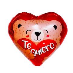 Globo metálico corazón con oso te quiero