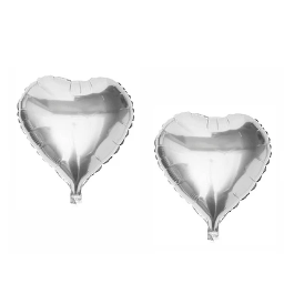 Globos metalicos corazón plata 2pcs