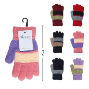 guantes con rayas de colores