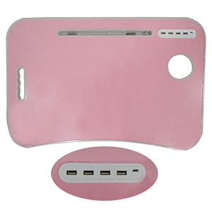 mesa escritorio portatil liso rosado usb 